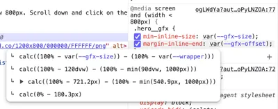 Chrome screenshot showing calc steps in popover.