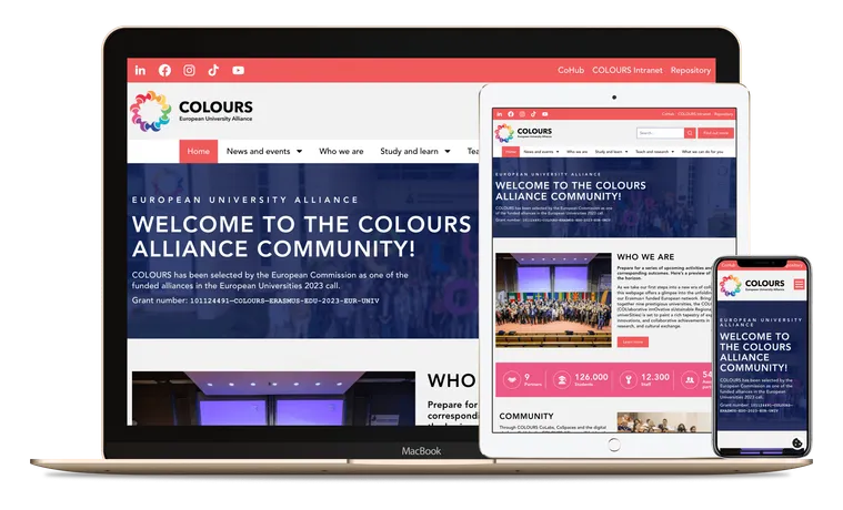 Screenshot of Colours Alliance website.