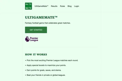Screenshot of UltiGameMate homepage.