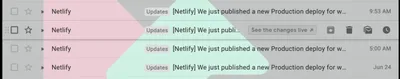 Netlify notifications in Gmail