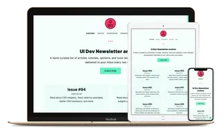 Screenshot of the UI Dev Newsletter archive page.